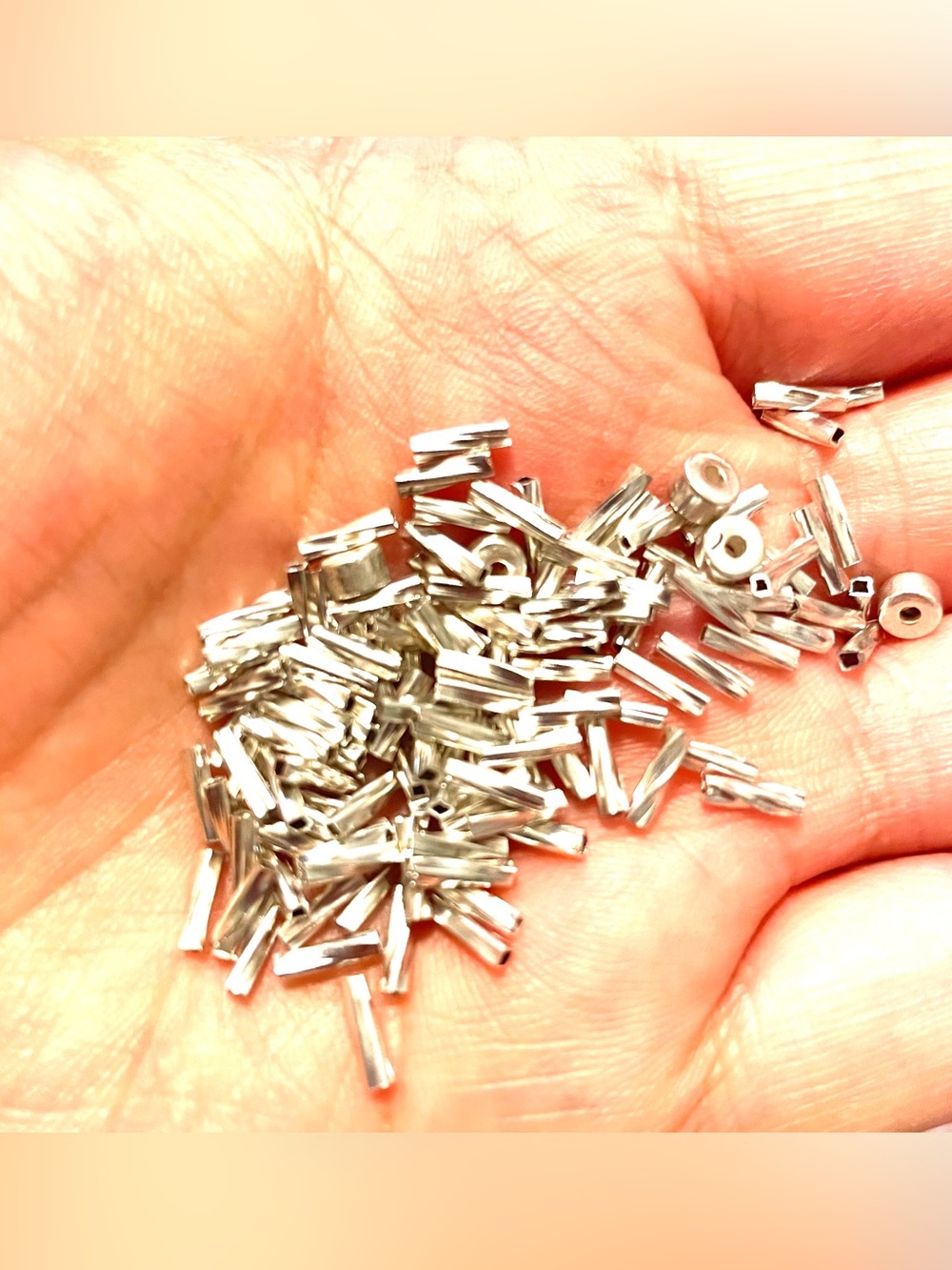 Sterling liquid silver beads.